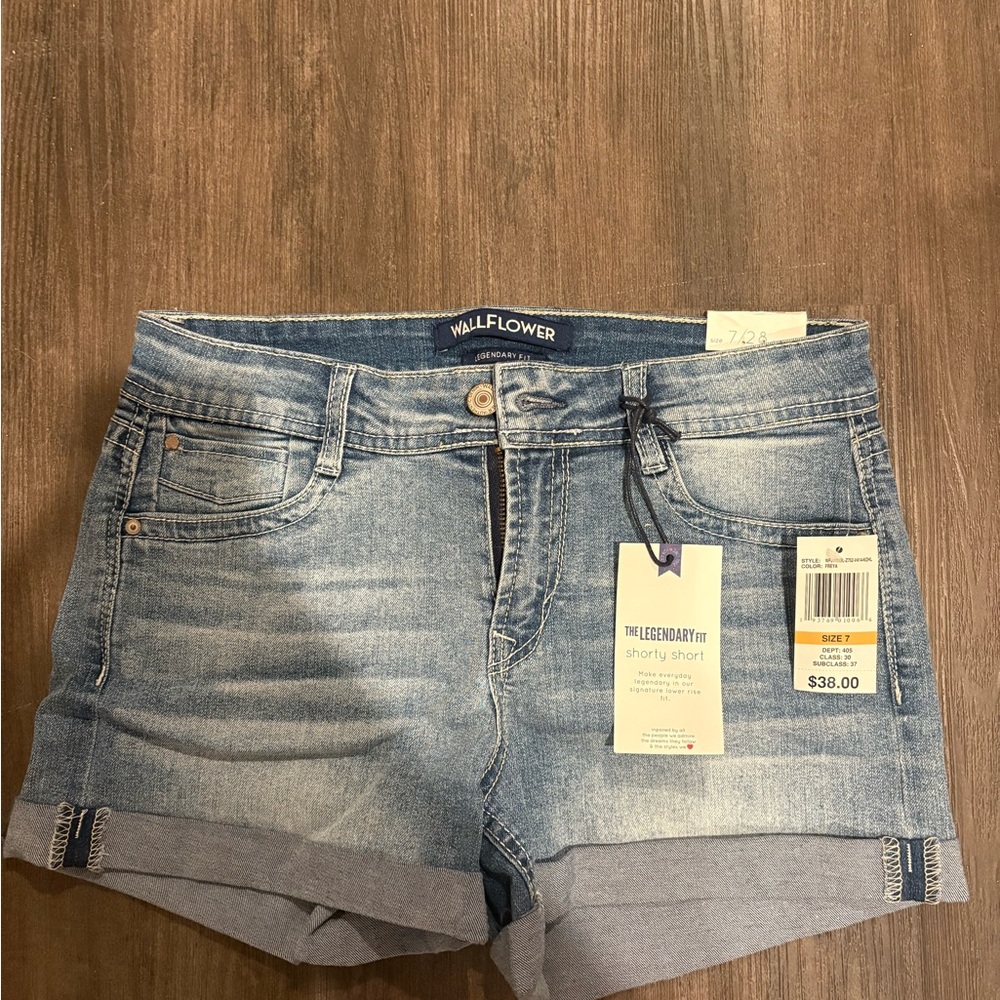 Wallflower Light Blue Jean Shorts